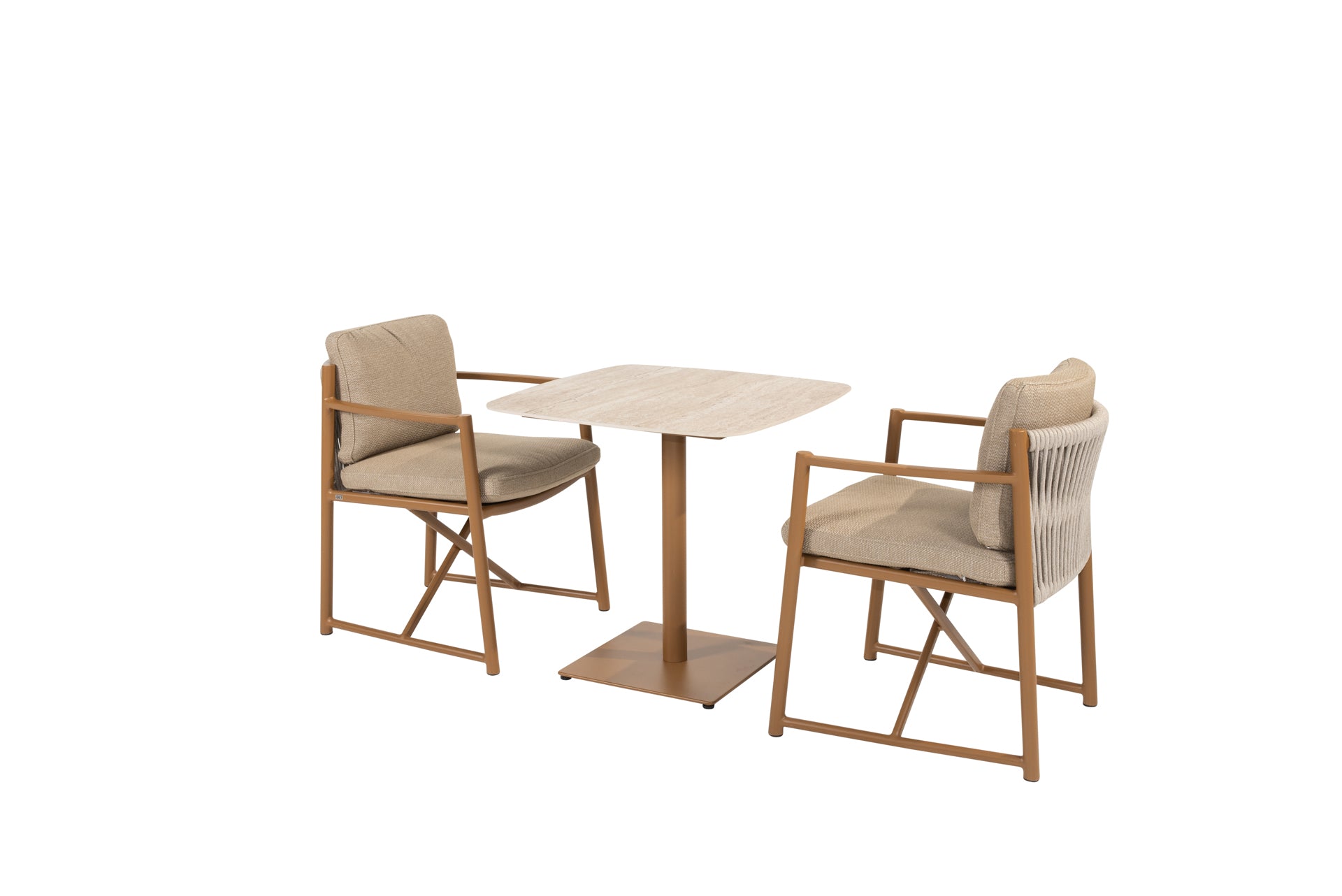 Marina dining set amber with Vermont dining table amber 75 x 75cm - Complete Set