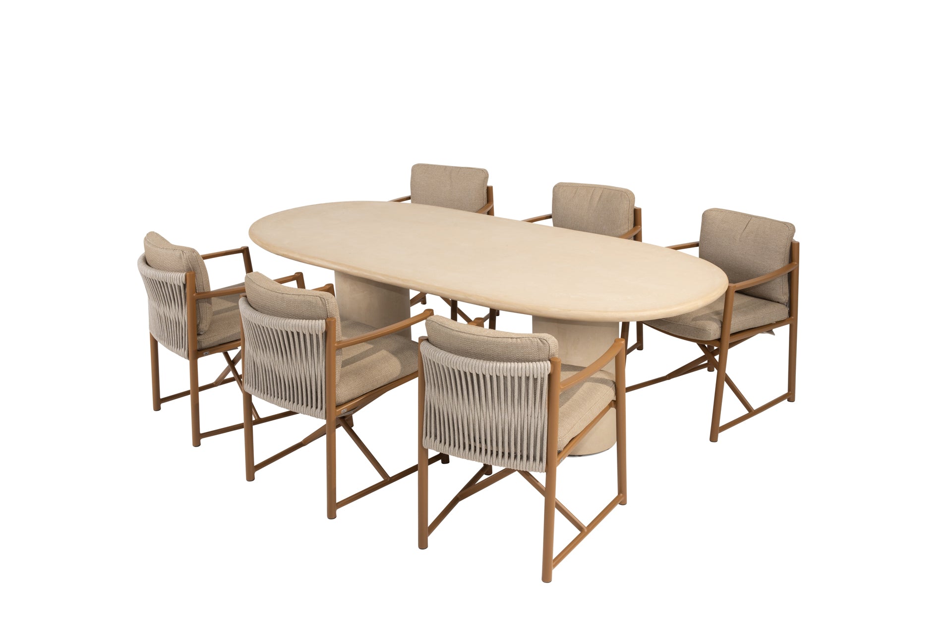 Marina dining set amber with Hampton oval dining table 240 x 105cm - Complete Set