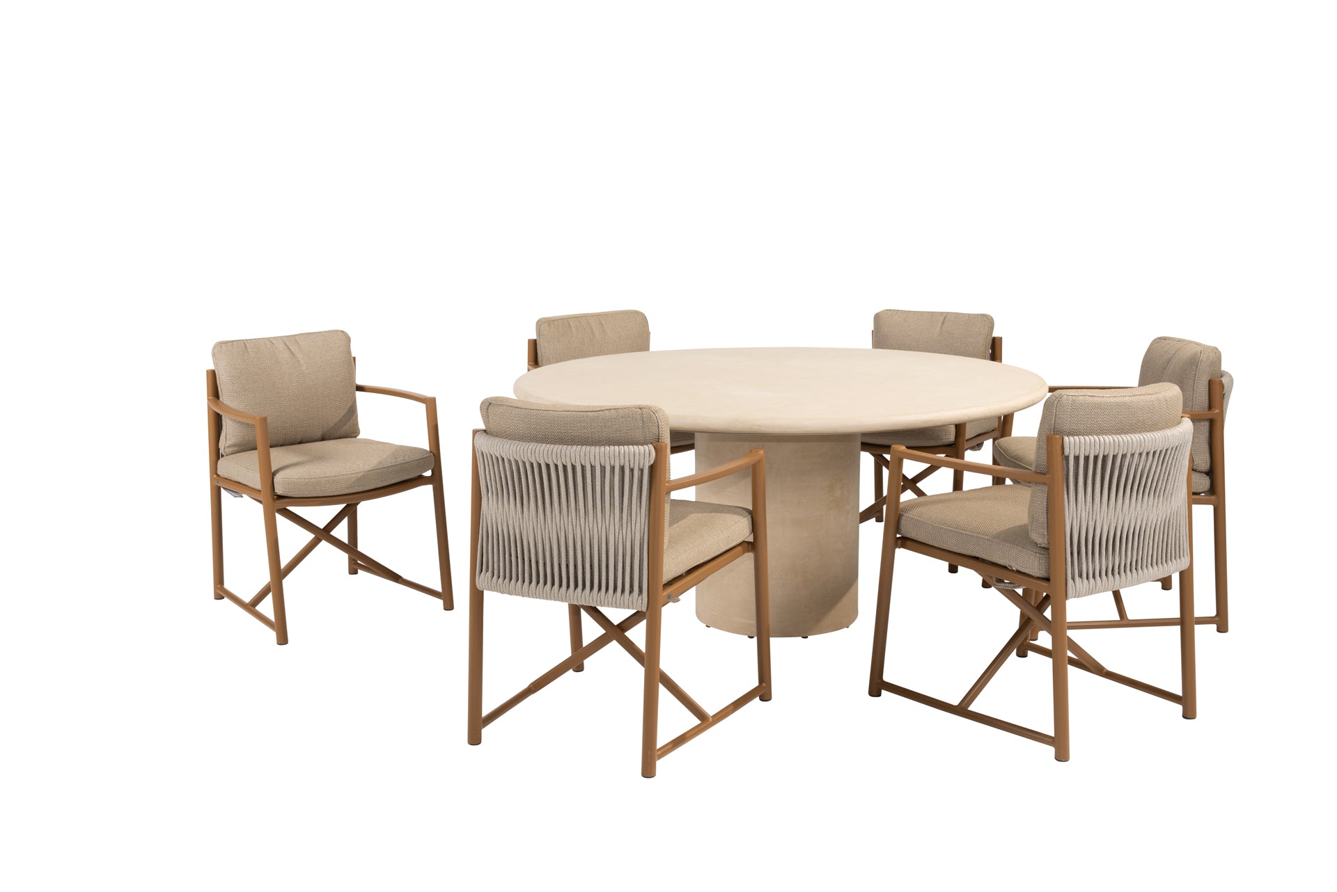 Marina dining set amber with Hampton round dining table 160cm - Complete Set