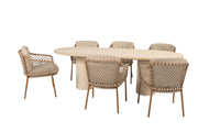 Martinique dining set amber with Hampton oval dining table 240 x 105cm - Complete Set