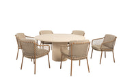 Martinique dining set amber with Hampton round dining table 160cm - Complete Set