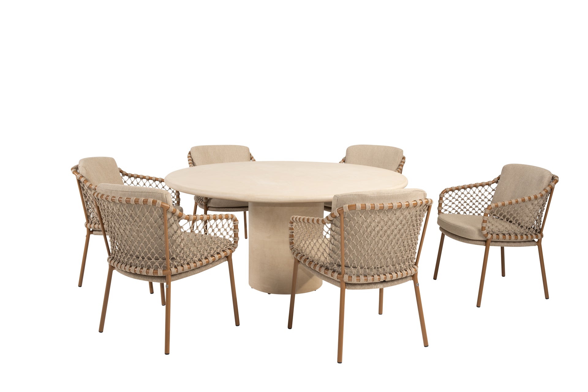 Martinique dining set amber with Hampton round dining table 160cm - Complete Set