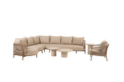 Martinique modular corner lounge set amber with lounge chair and Hampton tables - Complete Set