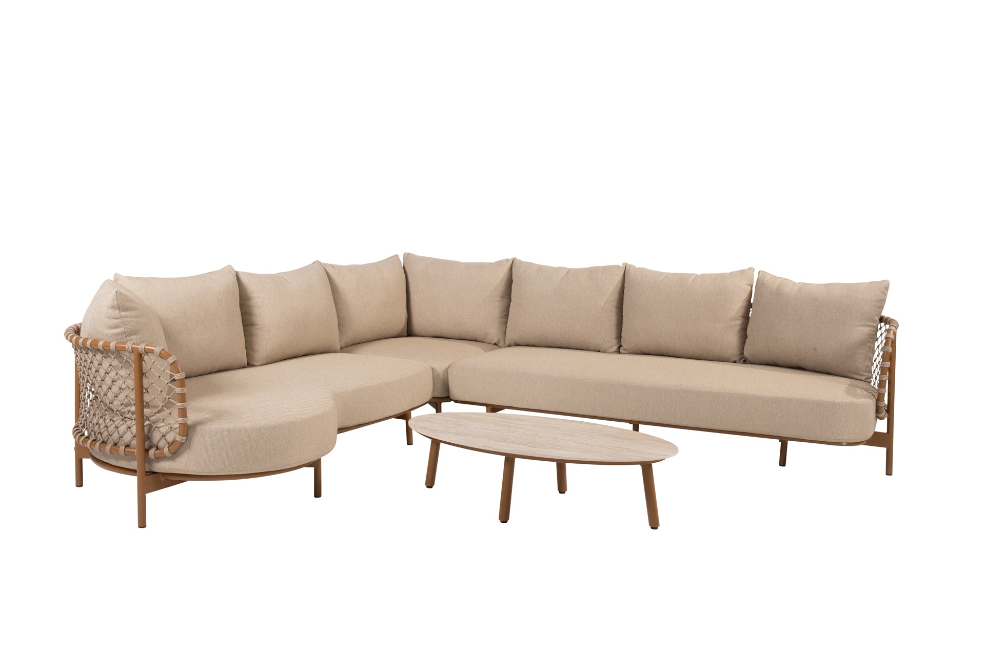 Martinique modular corner lounge set amber with Salute table oval - Complete Set