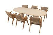 Mats dining set natural teak with Hampton oval dining table mortex 240 x 105cm - Complete Set