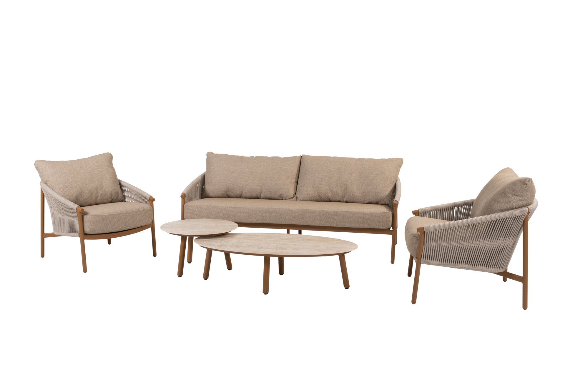 Milos lounge set amber with Salute tables ellips+round - Complete Set