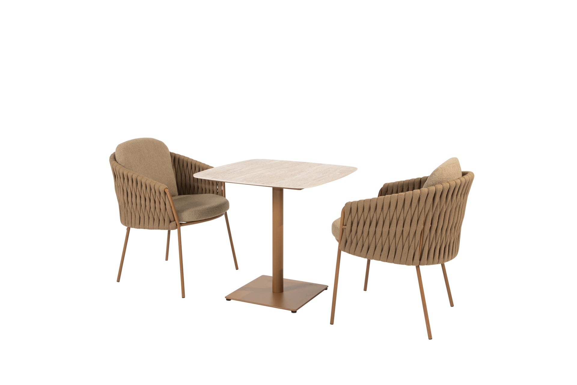 Molina dining set amber with Vermont dining table amber 75 x 75cm - Complete Set