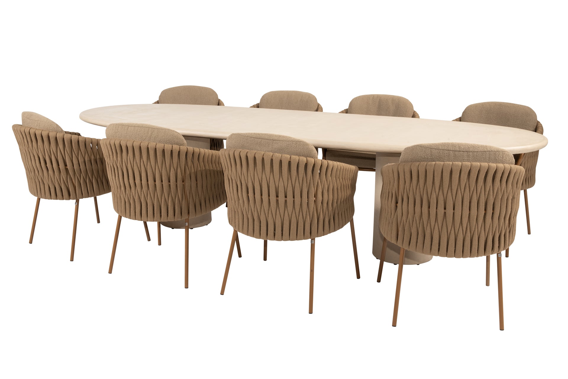 Molina dining set amber with Hampton oval dining table 300 x 110cm - Complete Set