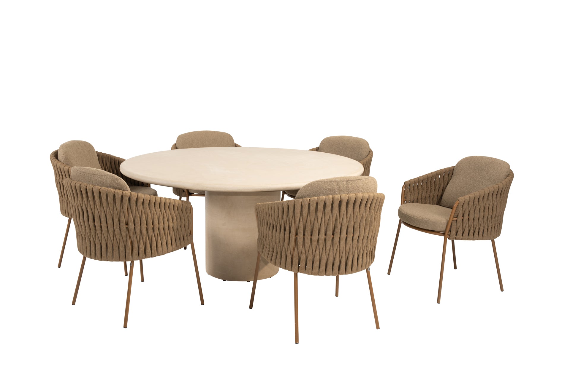 Molina dining set amber with Hampton round dining table 160cm - Complete Set
