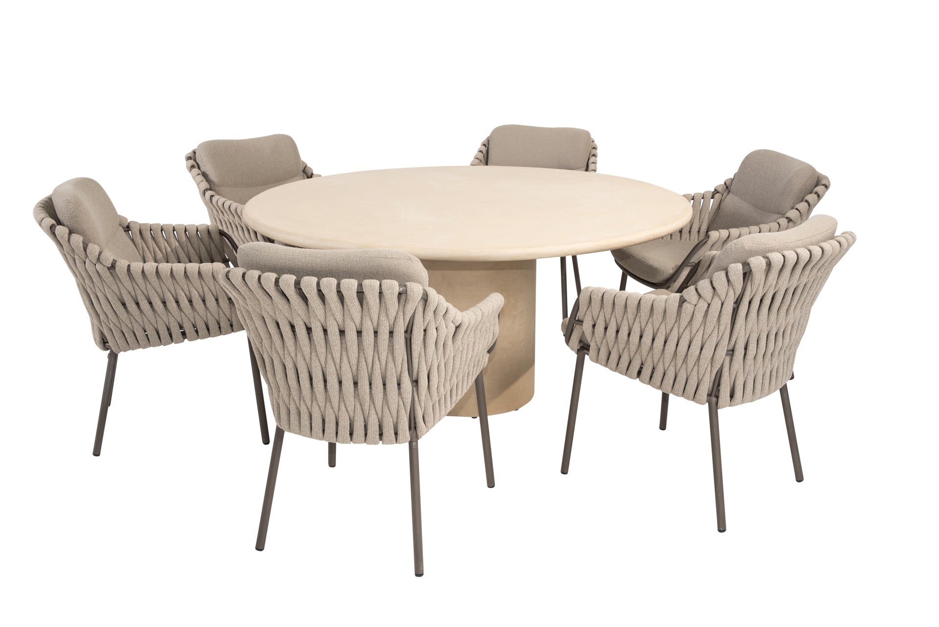 Montera dining set terre with Hampton round dining table 160cm 0 - Complete Set