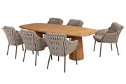 Montera dining set with Capri barrel teak table 240x110cm - Complete Set