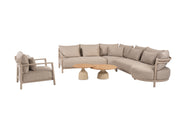 Mykonos modular corner lounge set latte with lounge chair and June tables - Complete Set
