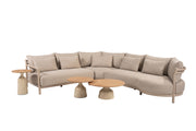 Mykonos modular corner lounge set latte with June tables - Complete Set