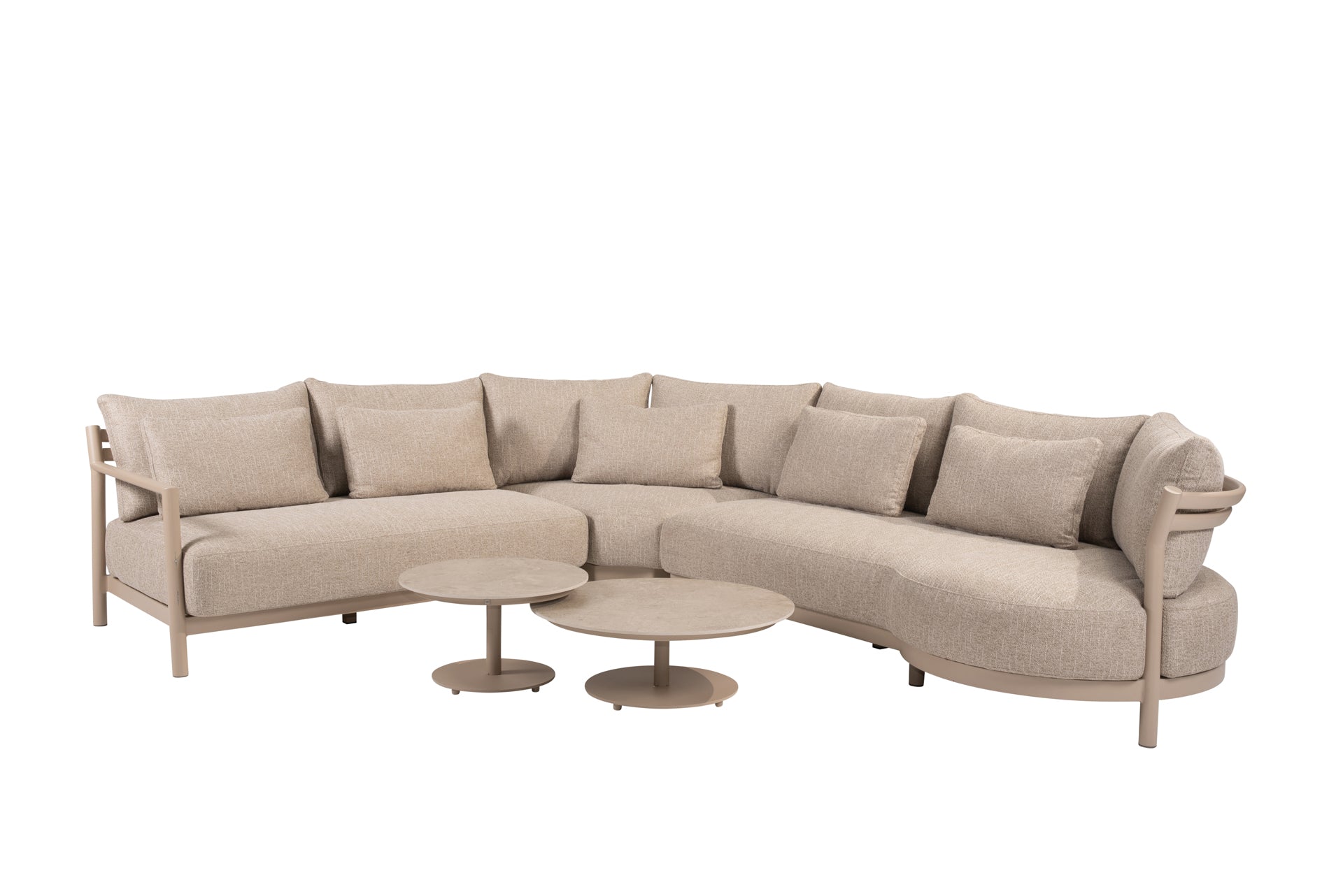 Mykonos modular corner lounge set latte with Boaz tables - Complete Set