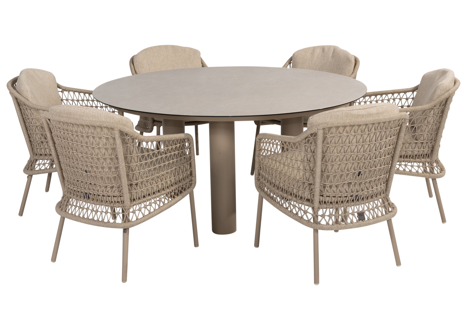 Puccini dining set with Donato dining table 160cm Latte - Complete Set