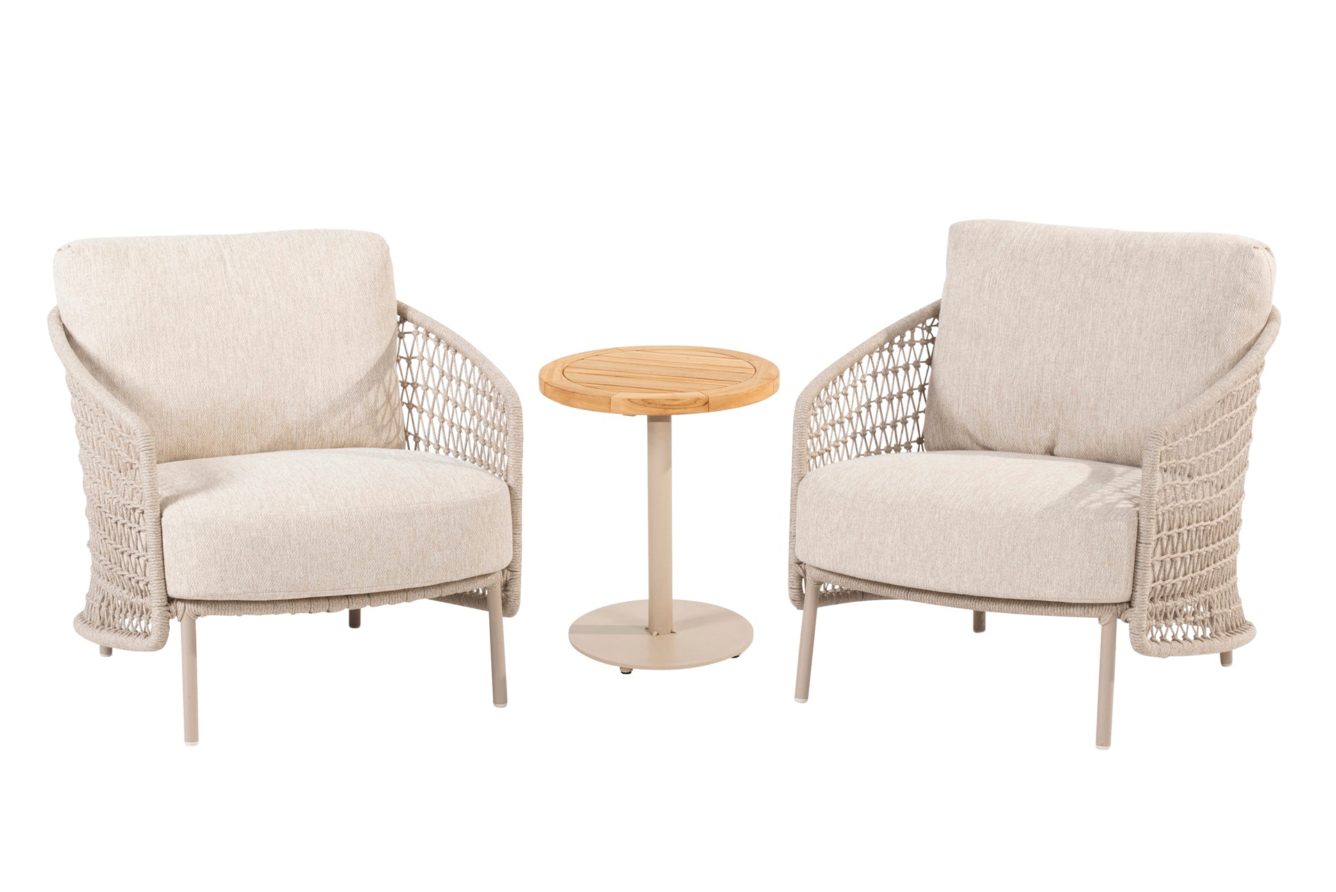 Puccini living chairs with Volta side table Latte - Complete Set