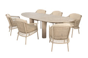Puccini dining set latte with Estate mango shape dining table latte 240 x 110cm - Complete Set