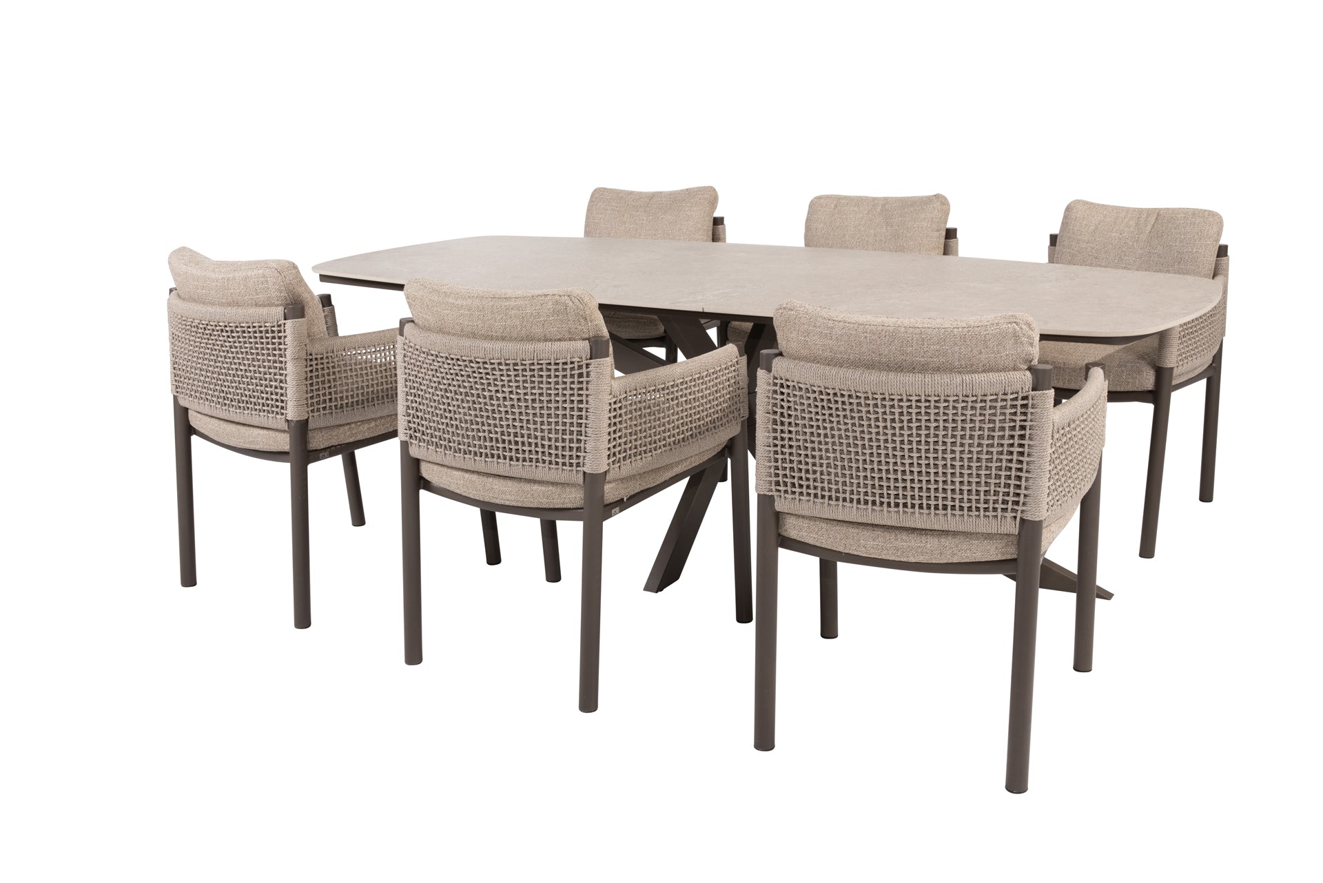 Savanne dining set terre with Prado dining table ceramic top 240x105cm terre legs - Complete Set