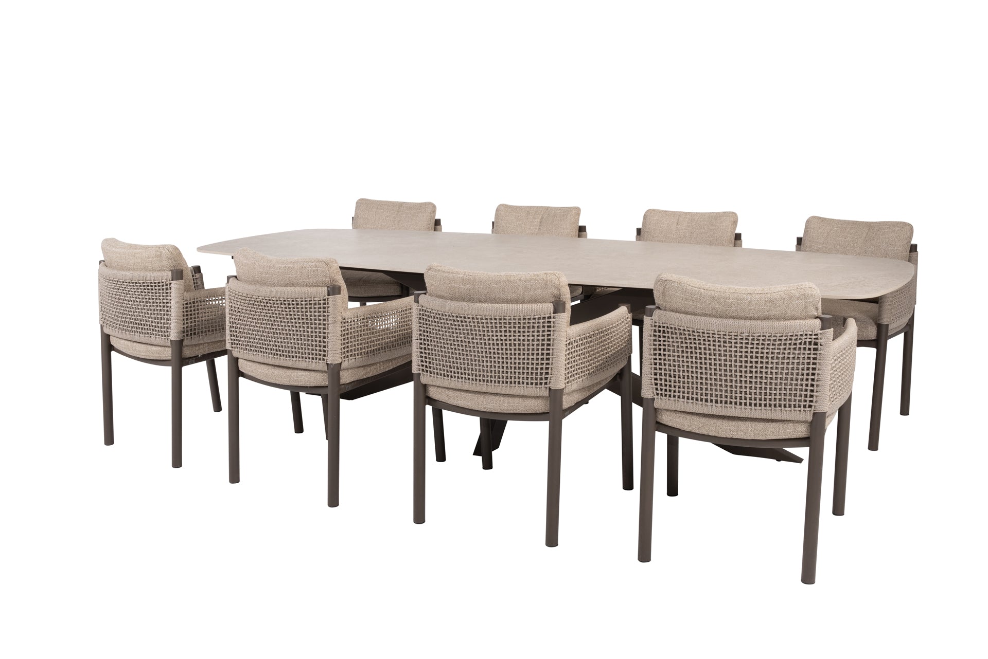 Savanne dining set terre with Prado dining table ceramic 300x115cm terre legs - Complete Set