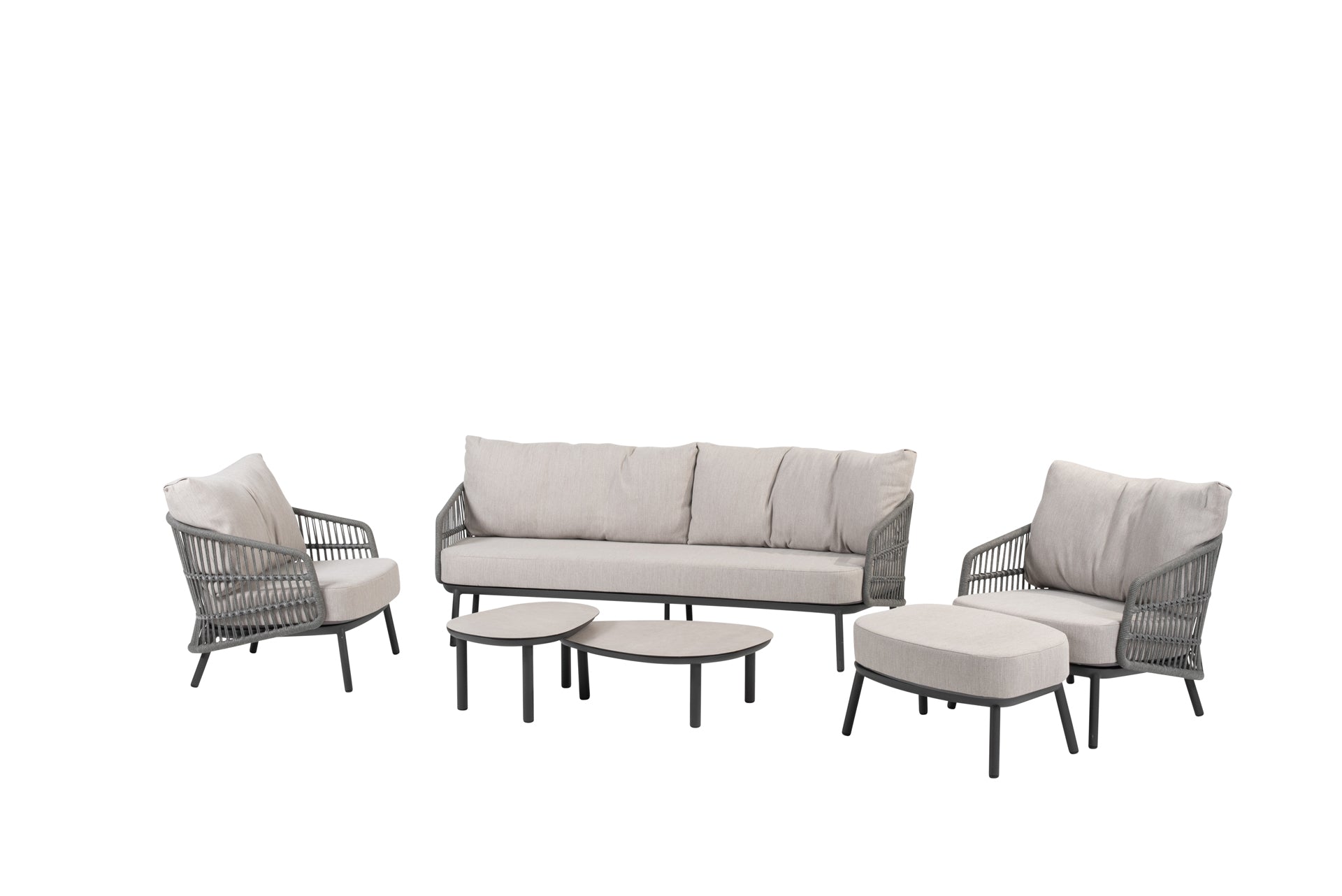 Alicante lounge set anthracite with footstool and Monroe tables - Complete Set