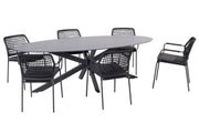 Barista anthracite dining set with Privada ellipse dining table - Complete Set