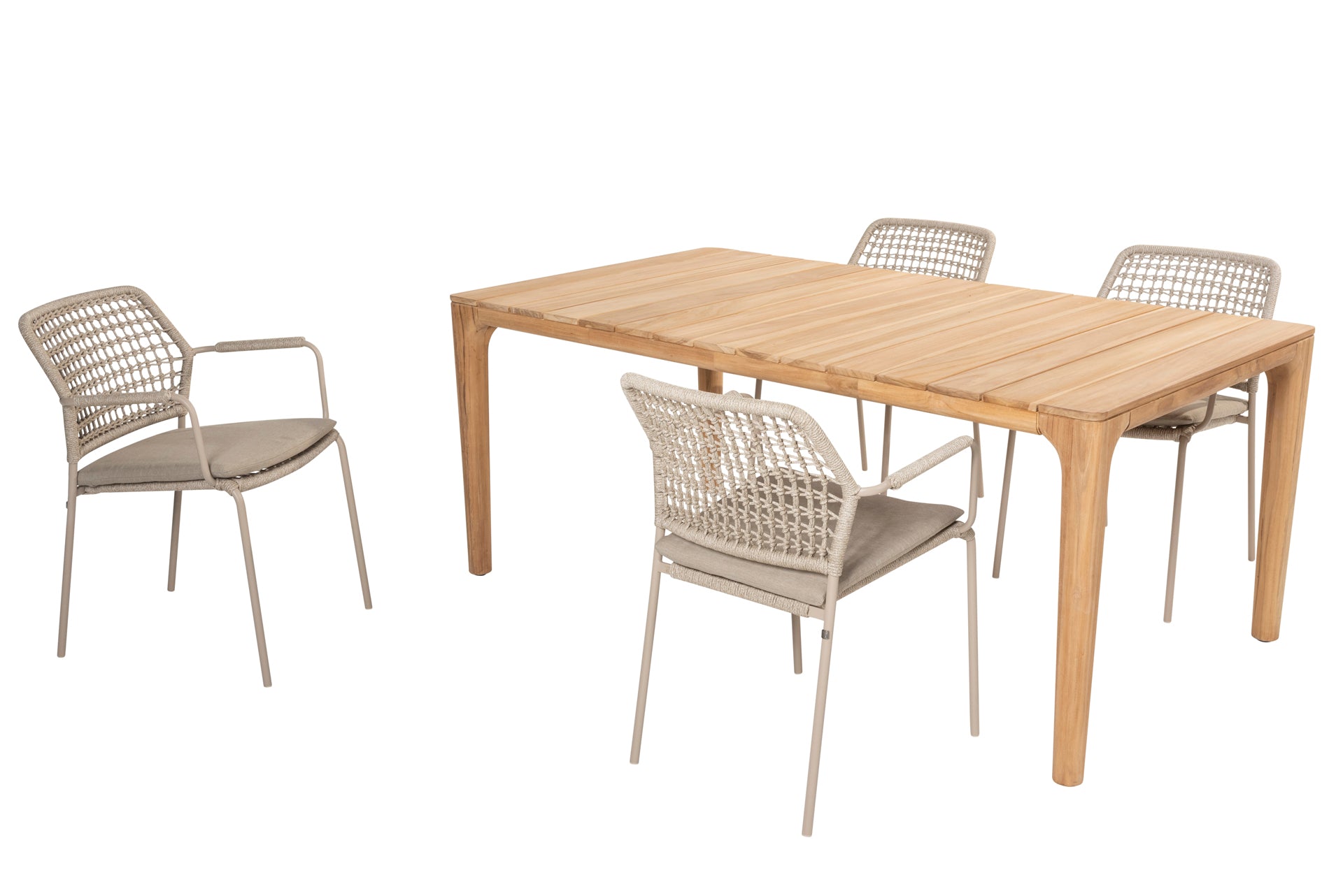 Barista dining set Latte with Liam teak dining table 180x100cm _ - Complete Set