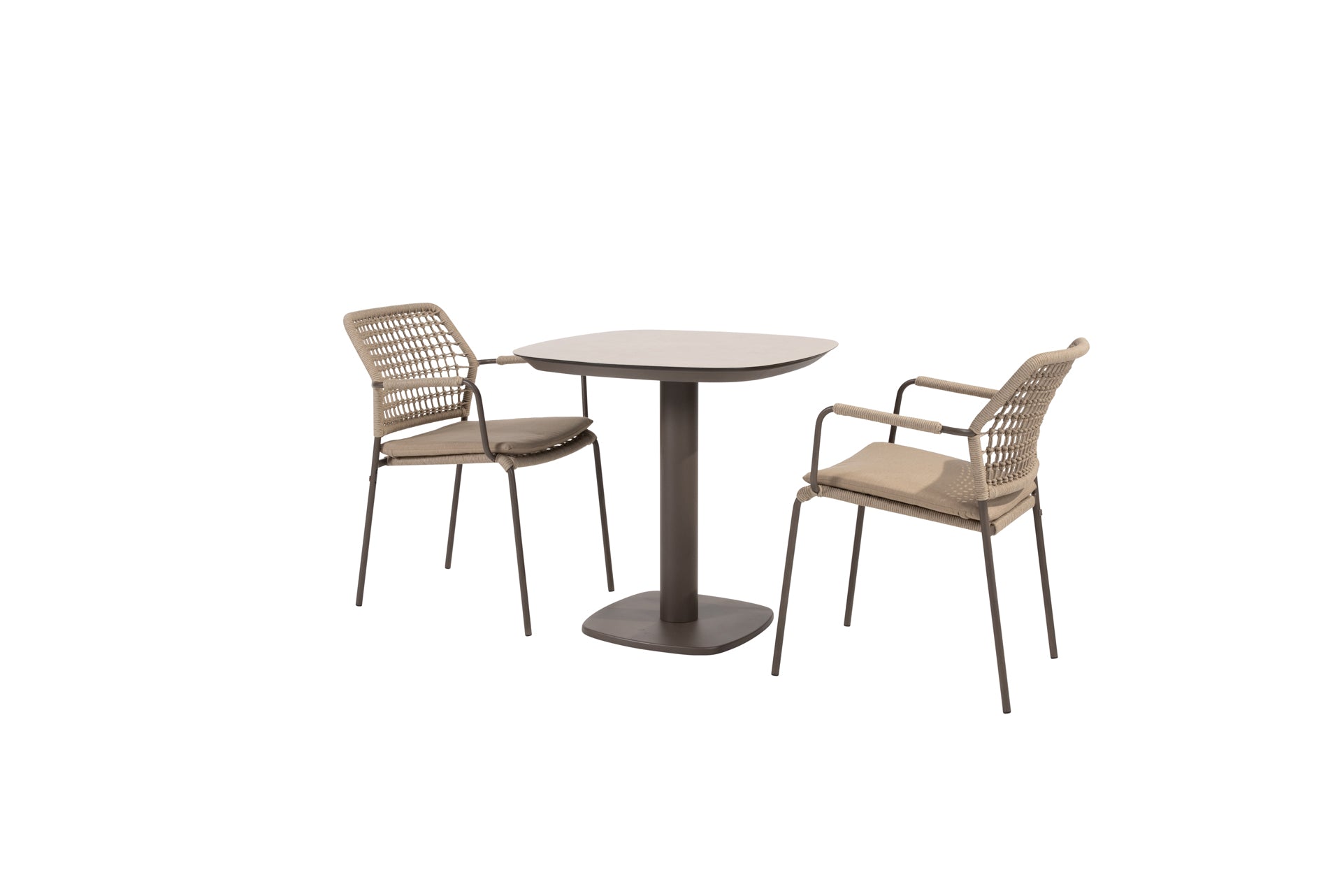 Barista bistro set terre with Manolo dining table printed ceramic top 75x75 terre - Complete Set