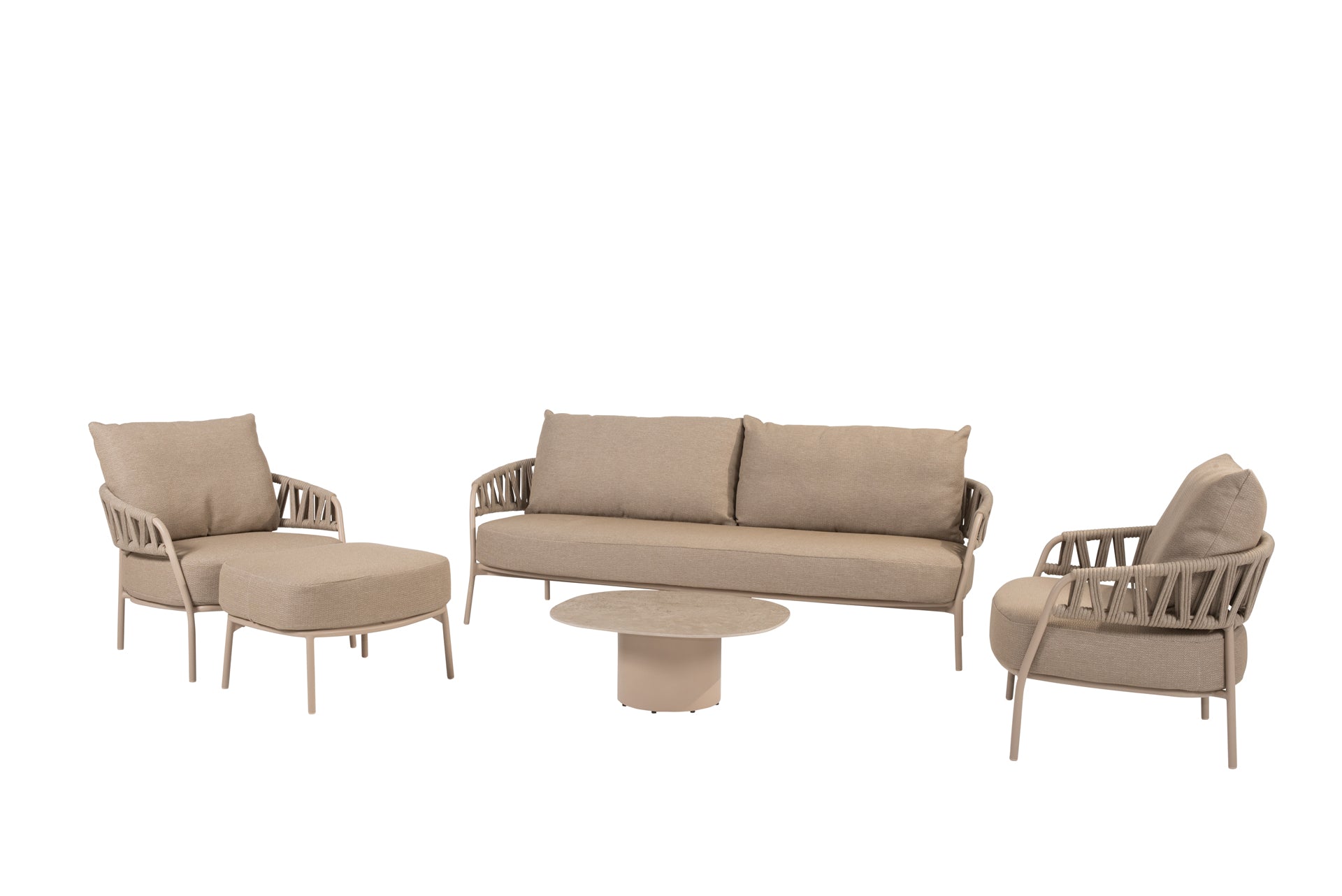 Calma lounge set latte with Sofie table and footstool - Complete Set