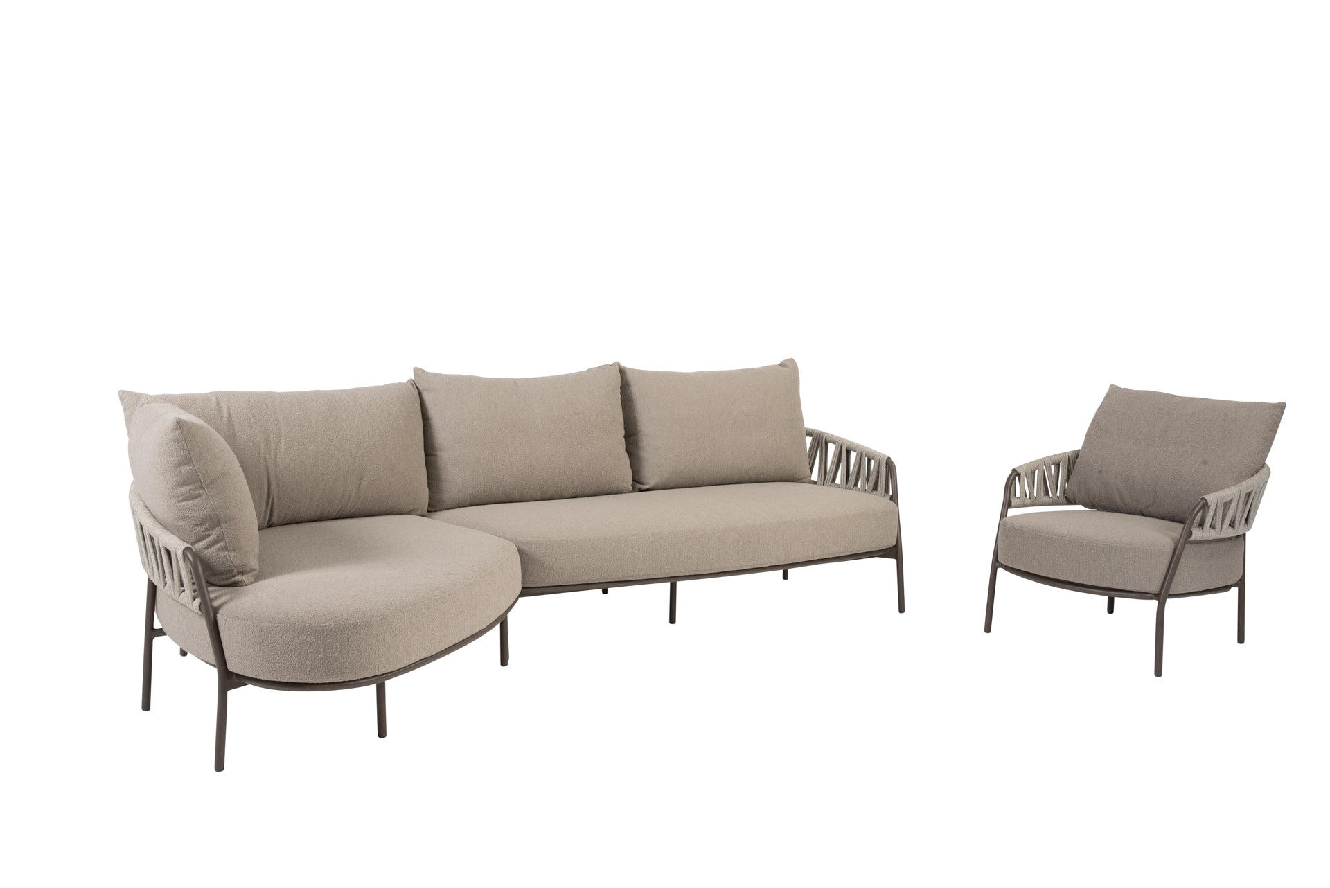 Calma modular chaise longue with lounge chair terre - Complete Set