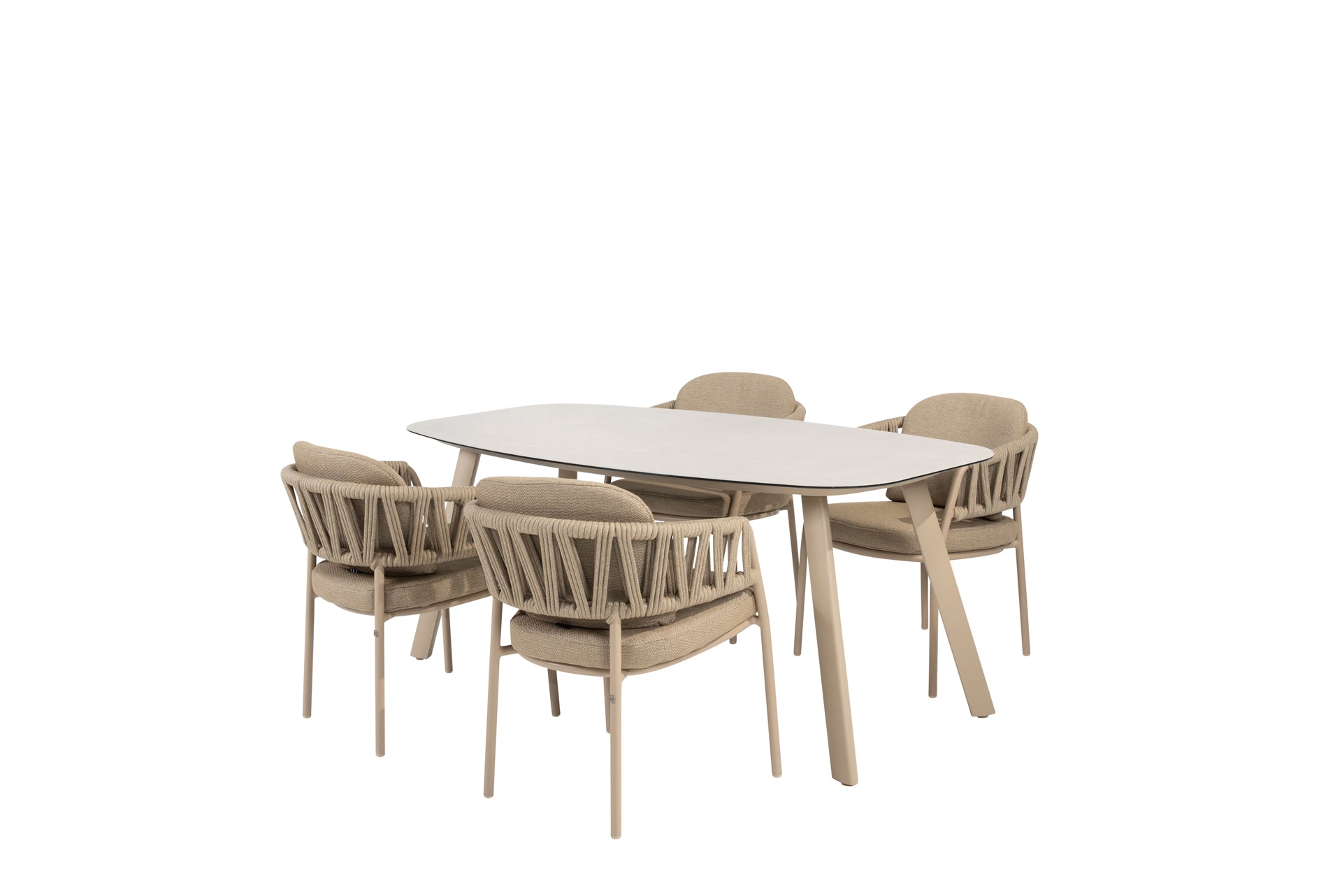 Calma dining set latte with Manolo dining table latte 180 x 95cm - Complete Set