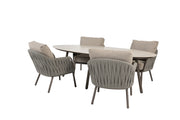 Cannes low dining set terre with Salute low dining table ceramic ellips terre 220 x 105 x 69 cm - Complete Set
