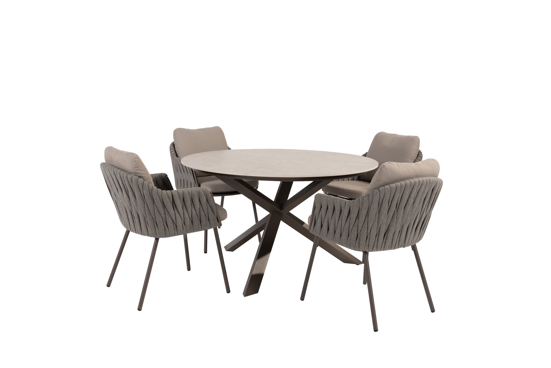Cannes dining set terre with Prado dining table ceramic 130 cm terre - Complete Set