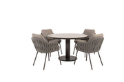 Cannes dining set terre with Sarah dining table printed ceramic top 120 cm terre - Complete Set