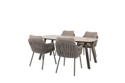 Cannes dining set terre with Manolo dining table printed ceramic 180x95cm terre - Complete Set