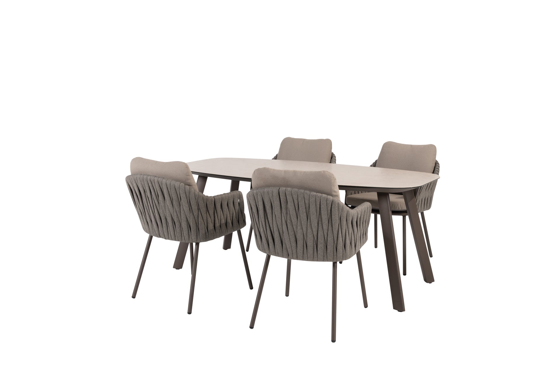 Cannes dining set terre with Manolo dining table printed ceramic 180x95cm terre - Complete Set