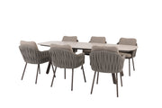 Cannes dining set terre with Manolo dining table ceramic 240x103cm terre - Complete Set