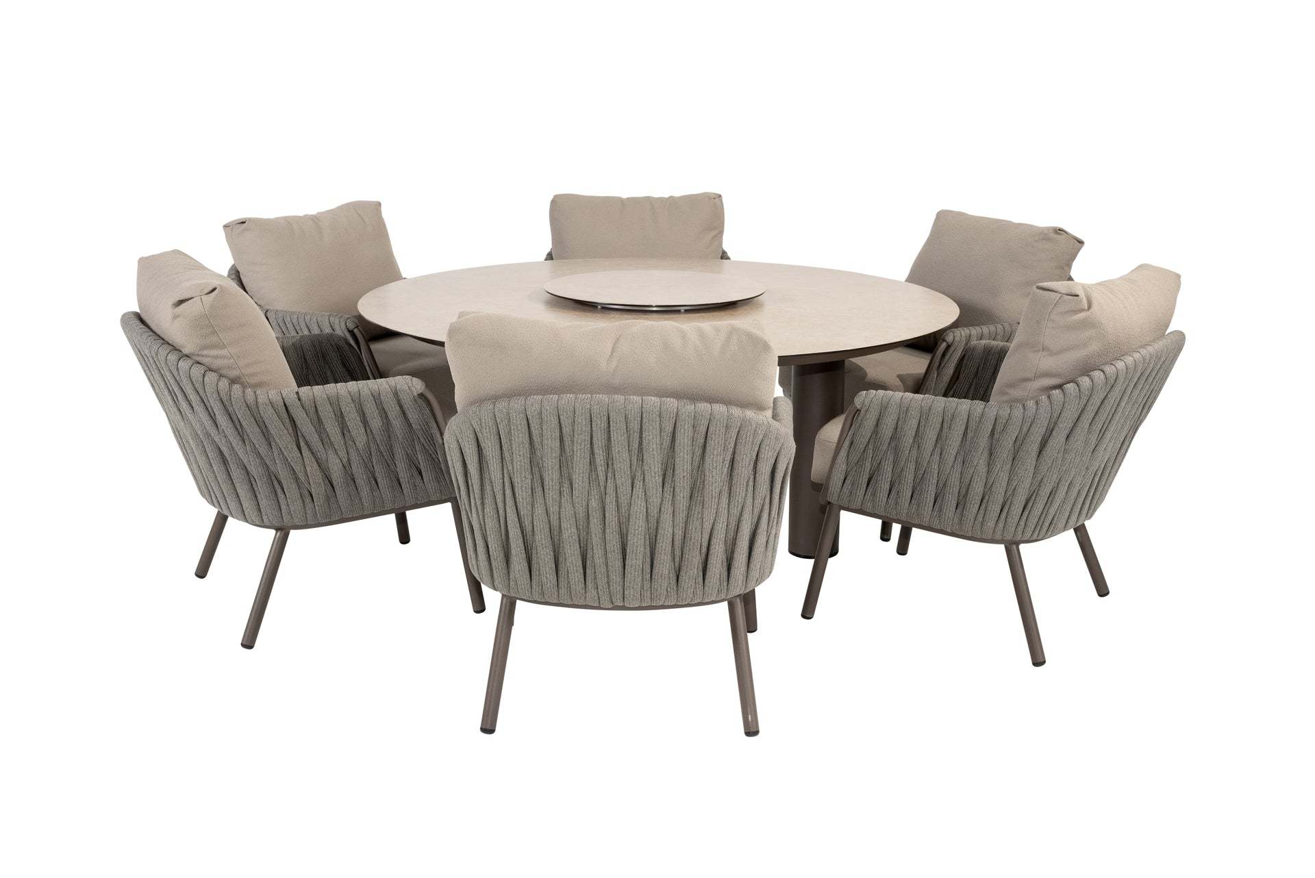 Cannes low dining set terre with Donato low dining terre 160 cm + lazy susan terre 60cm - Complete Set