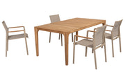 Cortina dining set Latte with Liam table teak 180x100cm - Complete Set