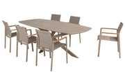 Cortina dining set Latte with Prado barrel dining table 240x105cm - Complete Set
