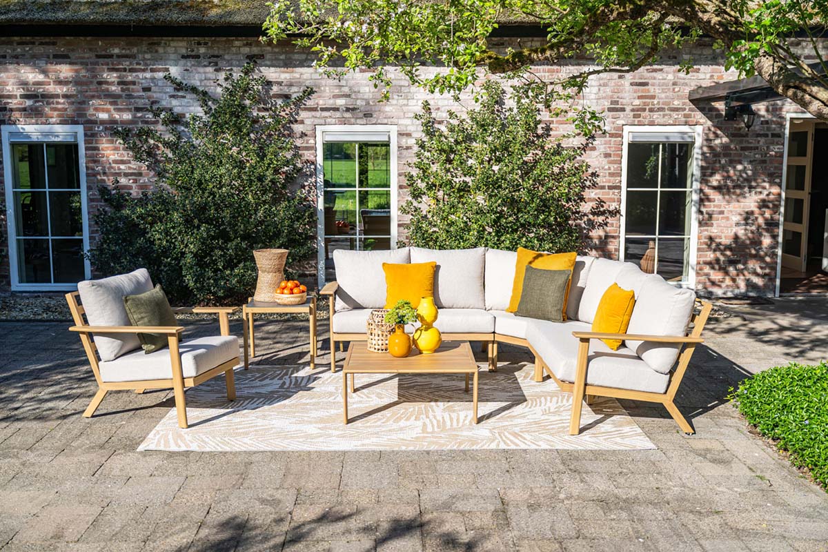 Garden Impressions Chicago loungeset 5-delig aluminium frame teak look - afbeelding 12