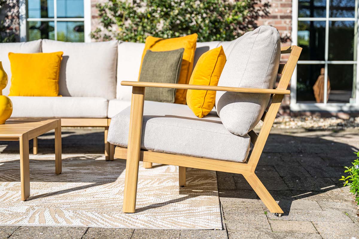 Garden Impressions Chicago loungeset 5-delig aluminium frame teak look - afbeelding 6