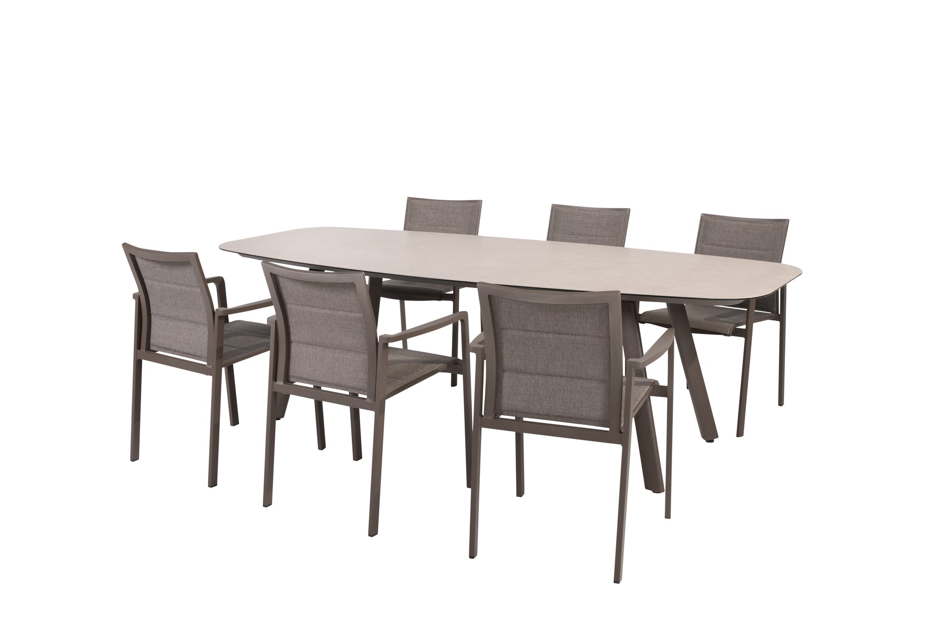 Cortina dining set with Manolo dining table ceramic 240x103cm terre - Complete Set