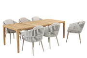 Eva dining set with Liam teak dining table 240x100cm _ - Complete Set
