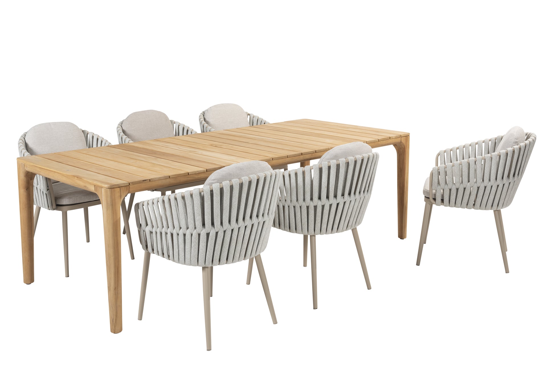 Eva dining set with Liam teak dining table 240x100cm _ - Complete Set