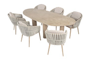 Eva dining set latte with Estate mango shape dining table latte 240 x 110cm - Complete Set