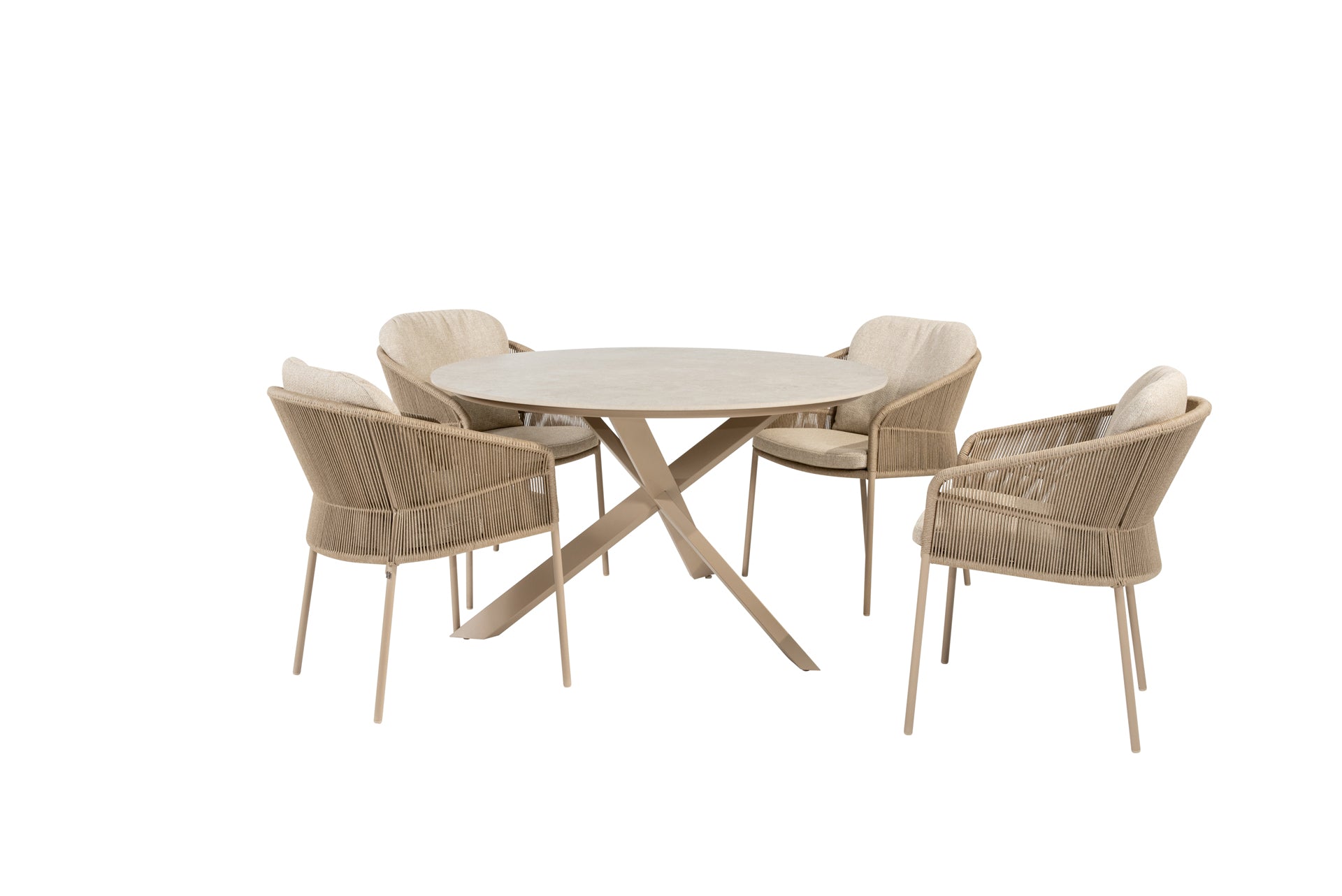 Florence dining set latte with Prado dining table latte 130 cm - Complete Set