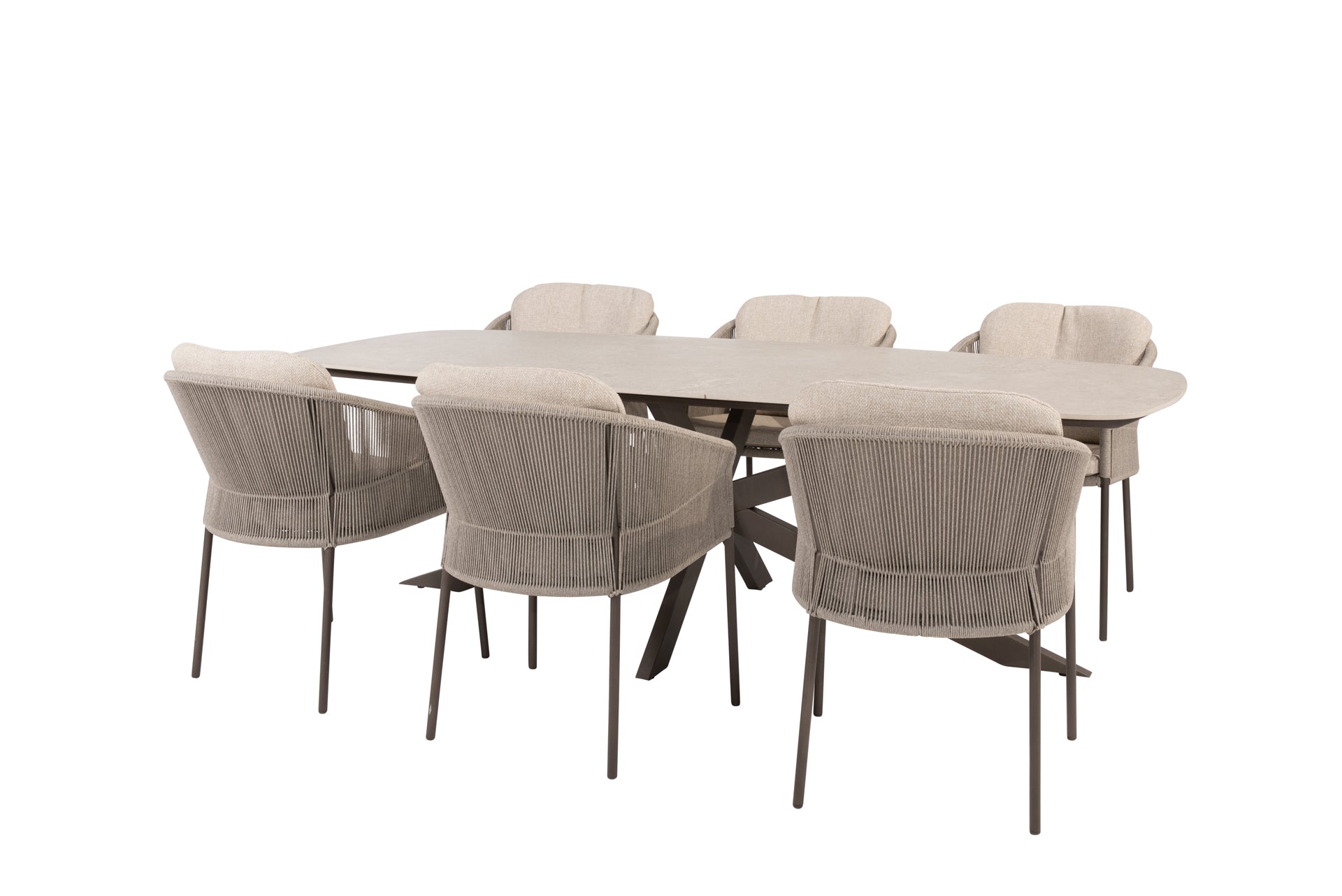 Florence dining set terre with Prado dining table ceramic top 240x105cm terre legs - Complete Set