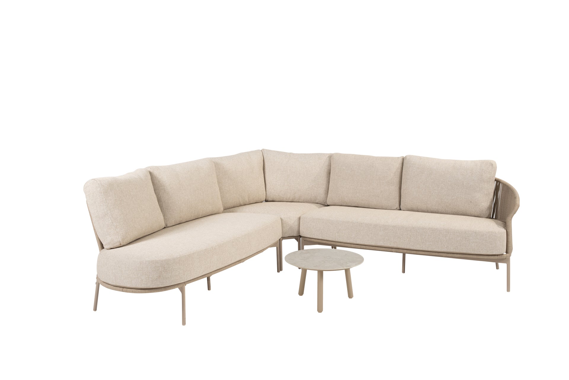 Florence modular corner lounge set latte with Salute table round - Complete Set