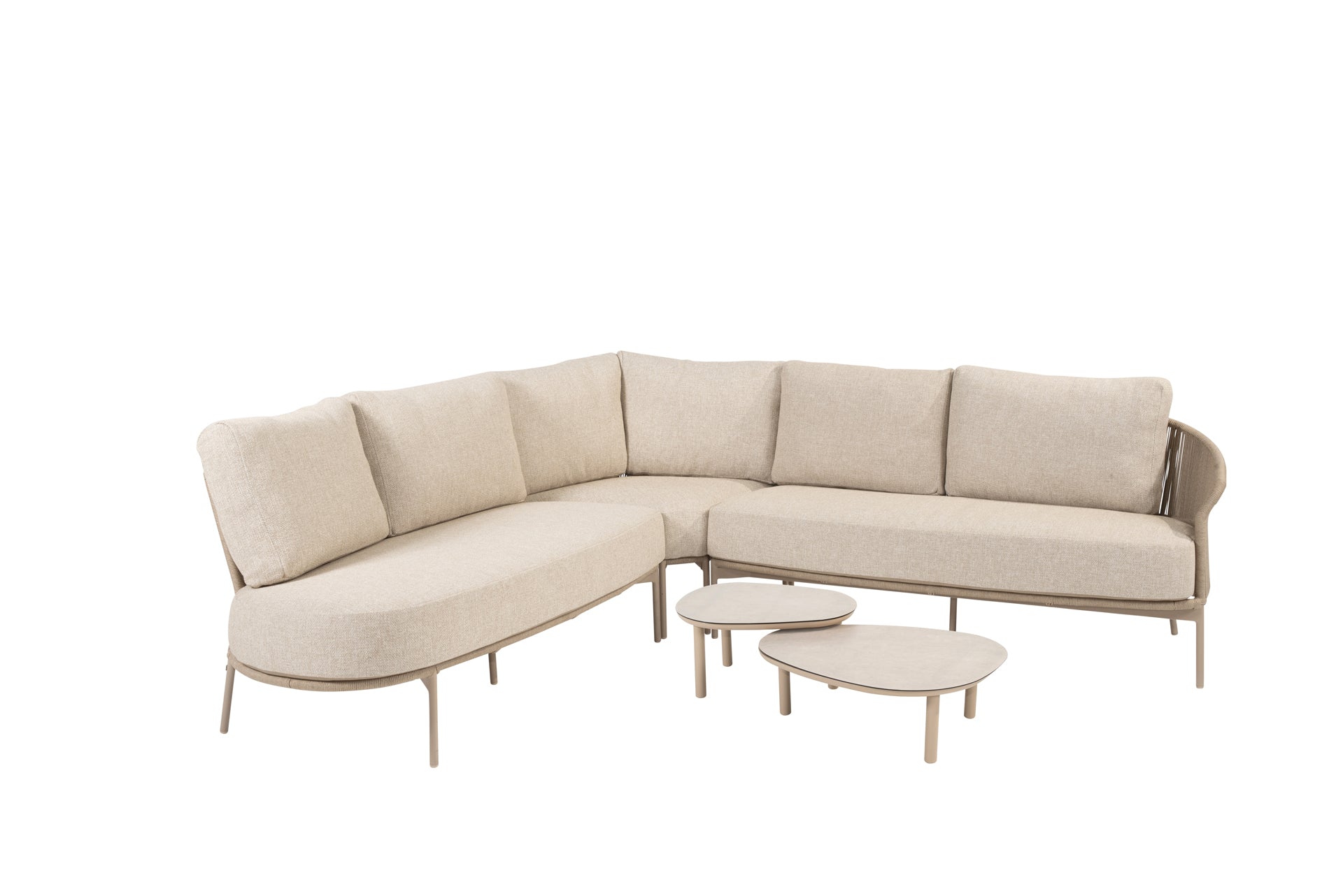 Florence modular corner lounge set latte with Monroe tables - Complete Set