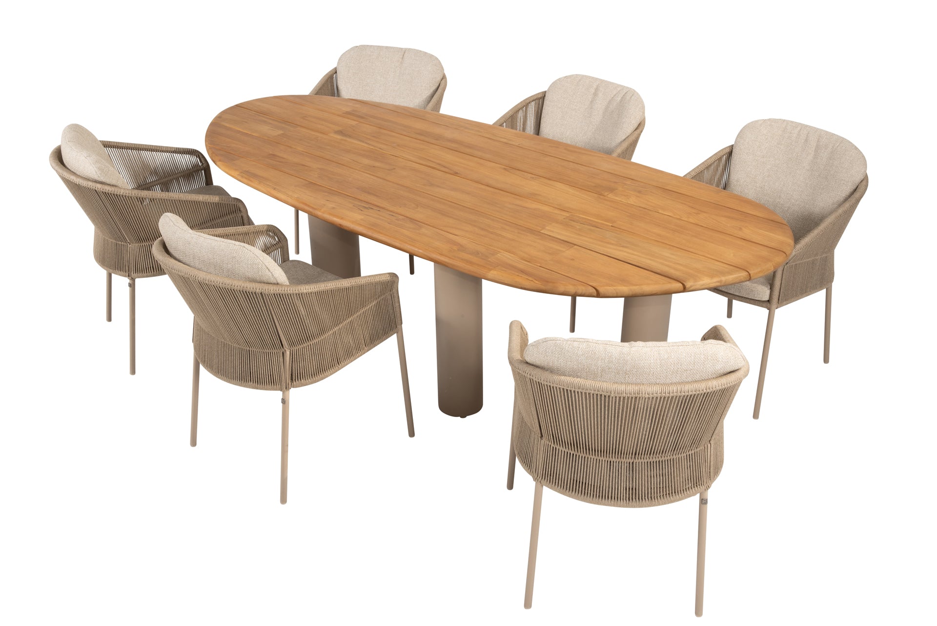 Florence dining set latte with Estate mango shape dining table latte 240 x 150 cm - Complete Set